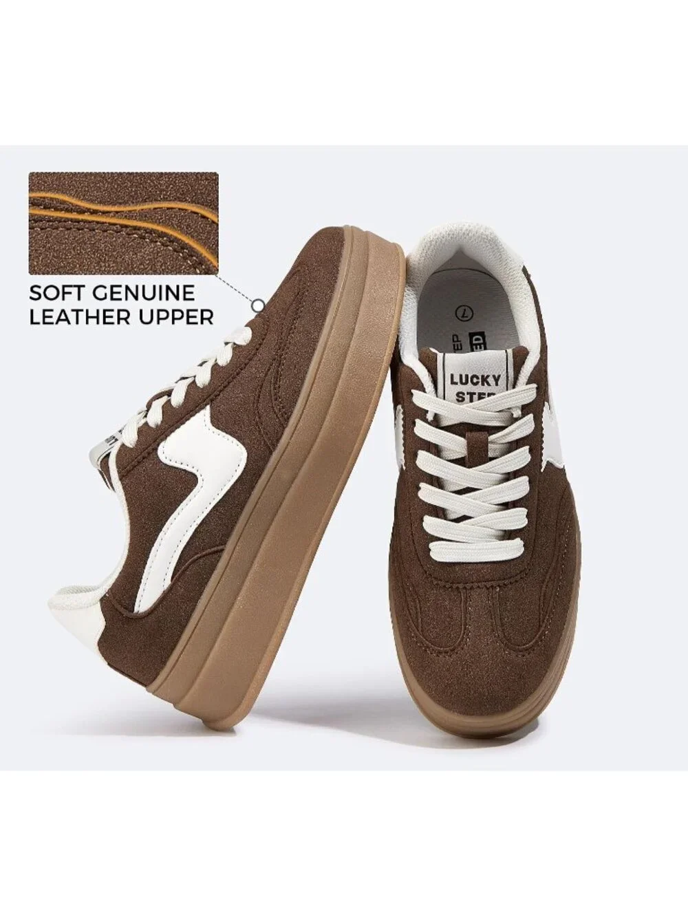🆕Women's Dark Brown Platform Fashion Sneakers Thick Sole Casual Walking Shoes